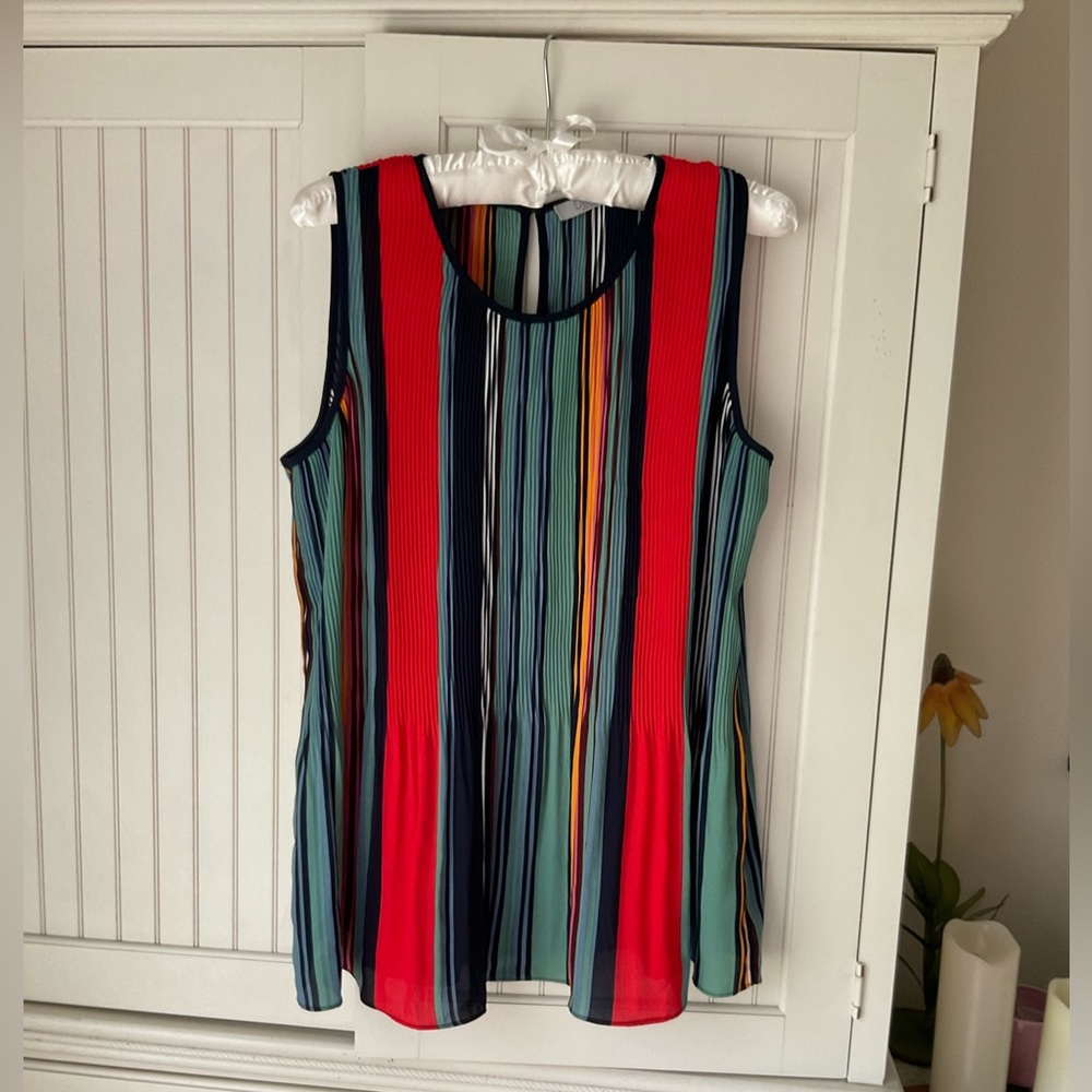 Fantastic Colorful Sleeveless Pleated Tunic Top 🌺